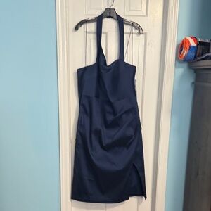 Aidan Mattox Navy Halter Backless Dress